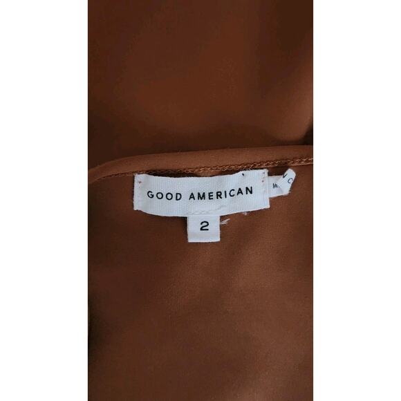 Good American Scuba Spaghetti Bodycon Midi Dress Rust Brown Size 2 Medium - Picture 5 of 6